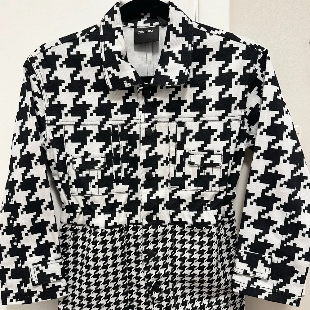 Adidas Ivy Park Beyoncé Halls of Ivy Kids Denim Houndstooth Jumpsuit S 10 Girl